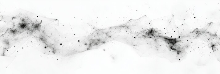 Abstract panoramic banner with intertwined lines and dots creating a sense of depth and movement