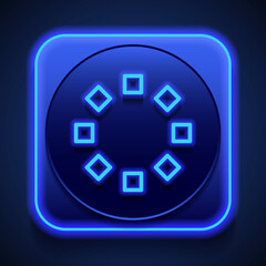 Wall Mural - Loading simple icon, vector. Flat design. Blue neon style on button. With shadow