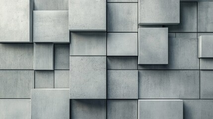 Slick Geometric Pattern on Concrete Wall. Abstract Futuristic 3D Render