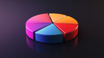 Leinwandbilder - Colorful 3D Pie Chart on Dark Background