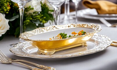 An Stock dinner table setting at a fine restaurant.