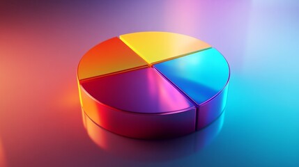 Poster - Colorful Abstract Pie Chart on Reflective Surface