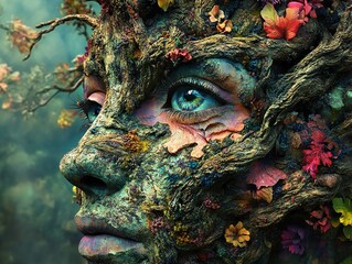 Wall Mural - Nature's Embrace: A Woman Transformed into a Tree