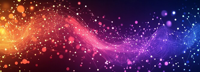Wall Mural - Futuristic abstract wave dot particle background isolate, Abstract background with a wave of dots on black, vector illustration. Design element for a banner 