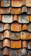 Canvas Print - Weathered Roof Tiles - A Close-Up Texture