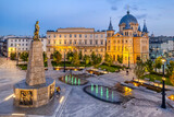 The city of Łódź - view of Freedom Square. Lodz, Poland.