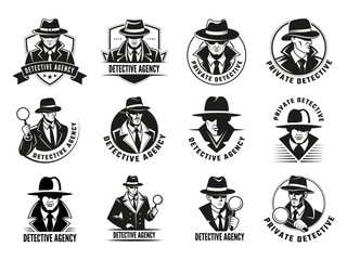 Sticker - Special agents. Detective logo secret agency emblems collection recent vector stylized design templates