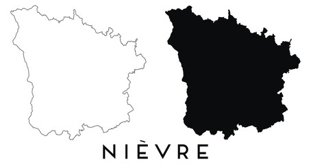 Wall Mural - Nievre map outline and black silhouette vector