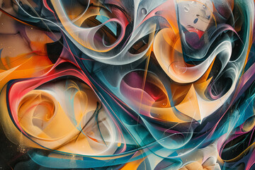 Canvas Print - A colorful abstract painting with a lot of swirls and lines