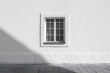 Canvas Print - Minimalist Window on a White Wall with Subtle Shadows