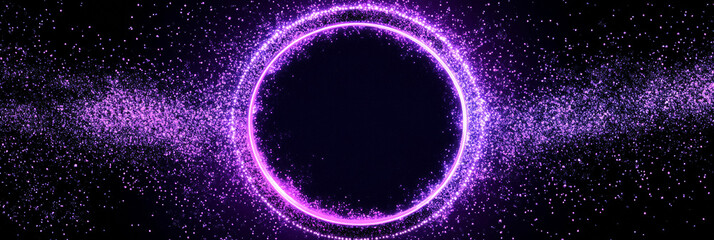 Poster - Purple glowing ring of light against a black background.