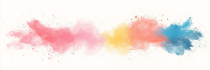 Wall Mural - Abstract colorful powder explosion on a white background.