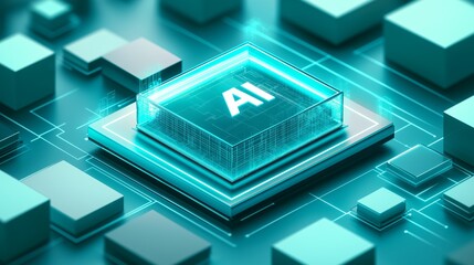 Leinwandbilder - Conceptual illustration of AI integration in a modern cityscape, symbolizing the digital transformation and technological advancement in urban environments, Generative Ai