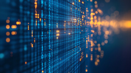 Abstract digital background with blue and orange lights.