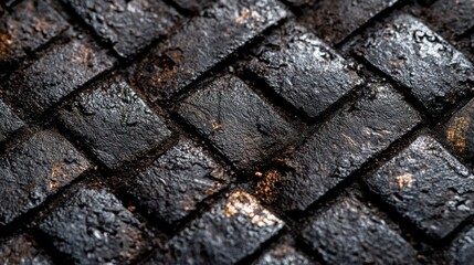 Canvas Print - Close-Up of Black and Gold Interlocking Brick Pattern