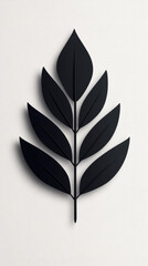 Sticker - A simple black leaf branch with 5 leaves against a white background.