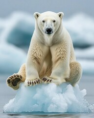 Poster - Polar Bear Sitting on an Iceberg in the Arctic