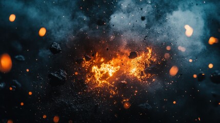 Wall Mural - Fiery Explosion with Sparks and Smoke