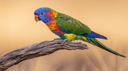 Canvas Print - A Colorful Rainbow Lorikeet Perched on a Branch