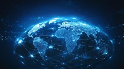Wall Mural - a digital globe with a glowing network of connections