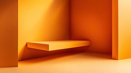 Canvas Print - Orange Shelf in a Corner with Light Shadow