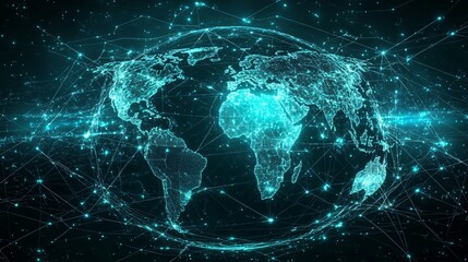 Wall Mural - digital globe with interconnected network lines