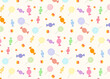 © Madua - Cute colorful candies and lollipops pattern background. Pattern for sweet candy wallpaper, textile, wrapping paper. Halloween candies trick or treat concpet. Flat vector illutration.