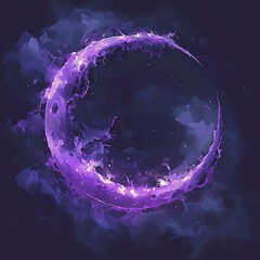 Canvas Print - Enchanting Crescent Purple Moon Accompanied by Dazzling Star Inviting Night View picture