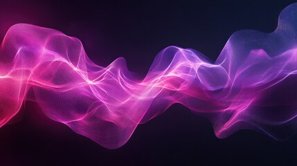 Poster - Abstract Pink and Purple Light Waves on a Dark Background