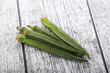 Poster - Green ripe tasty okra tropical vegetable