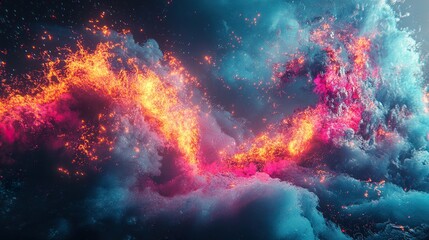 Canvas Print - Abstract Cosmic Fire and Water: A Dreamlike Digital Painting