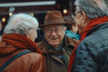 Poster - Portrait of an elderly man with a hat on the street.