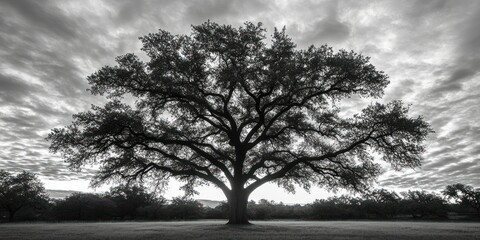 Sticker - A Lone Tree Silhouetted Against a Cloudy Sky