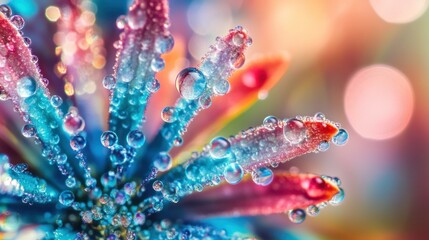 Sticker - Vibrant Flower Petals with Dew Drops and a Blurred Background