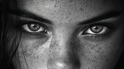 Poster - Intense Gaze: Close Up Portrait of a Woman's Eyes