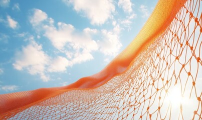 Orange net on the sky background