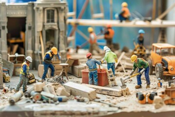Aufkleber - A dedicated repair team is actively engaged in construction tasks, using tools and materials to enhance the site during daytime. Generative AI