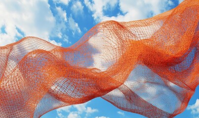 Orange net on the sky background