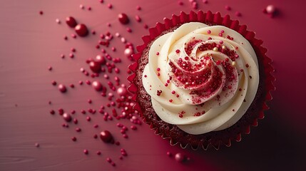 Wall Mural - Red Velvet Cupcake with Sprinkles