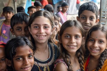 Poster - Portrait of a group of happy kids