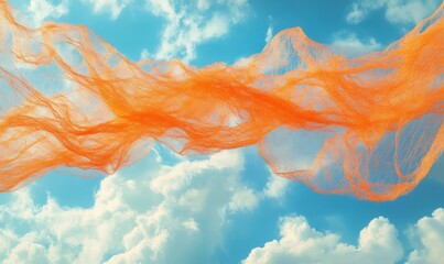 Orange net on the sky background
