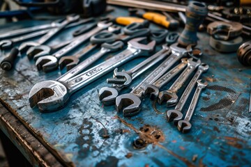 Poster - A group of repair team members actively uses tools and materials on site to address and resolve ongoing maintenance tasks. Generative AI