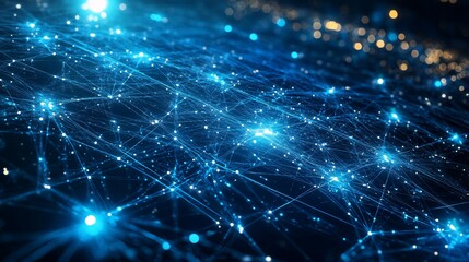 Poster - Abstract Network of Interconnected Lines and Glowing Points