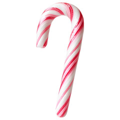 Wall Mural - Classic candy cane with red and white stripes isolated on transparent background.
