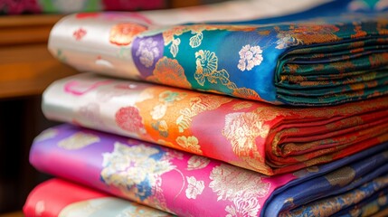 A vibrant Korean cloth used for gift-wrapping