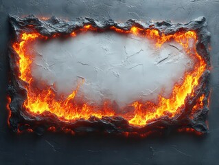 Wall Mural - fiery flames border a white texture, creating a striking contrast that conveys energy and intensity,