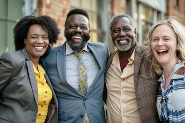 Sticker - Diverse Group of Business People Smiling Togetherness Teamwork Concept