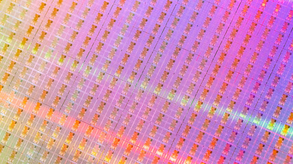 Poster - silicon chip wafer reflecting different colors