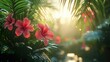 © Infinity - Vibrant Pink Hibiscus Flowers in a Lush Tropical Rainforest