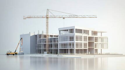 Canvas Print - Building under construction industrial development. Architecture and design of modern urban environments. Business or residential building being built, hyper realistic  